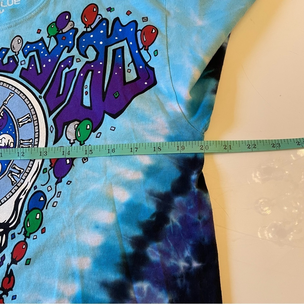 Grateful Dead M Liquid Blue In The Midnight Hour New Years Eve Tie Dye LS Tee - Picture 12 of 15